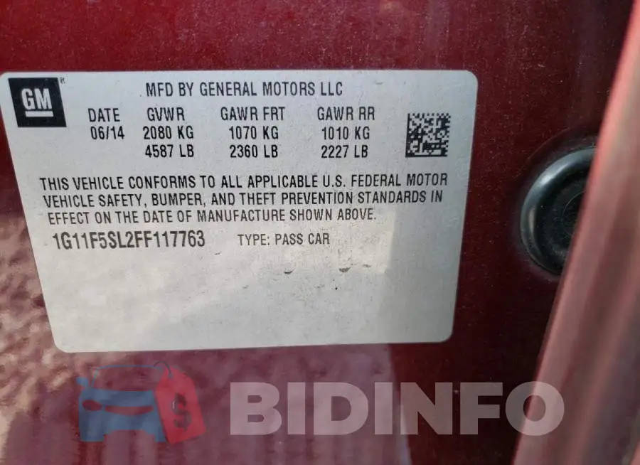 1G11F5SL2FF117763 Photo# 12
