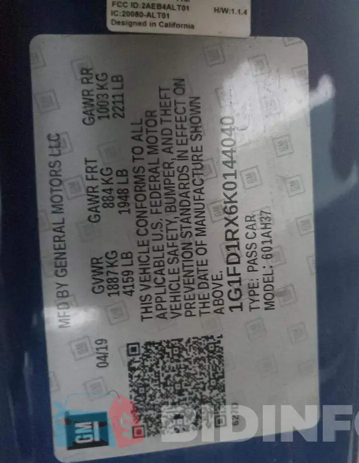 1G1FD1RX6K0144040 Photo# 12