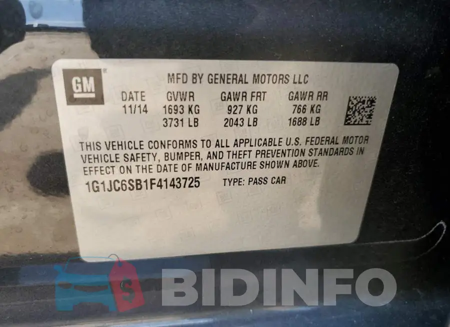 1G1JC6SB1F4143725 Photo# 12