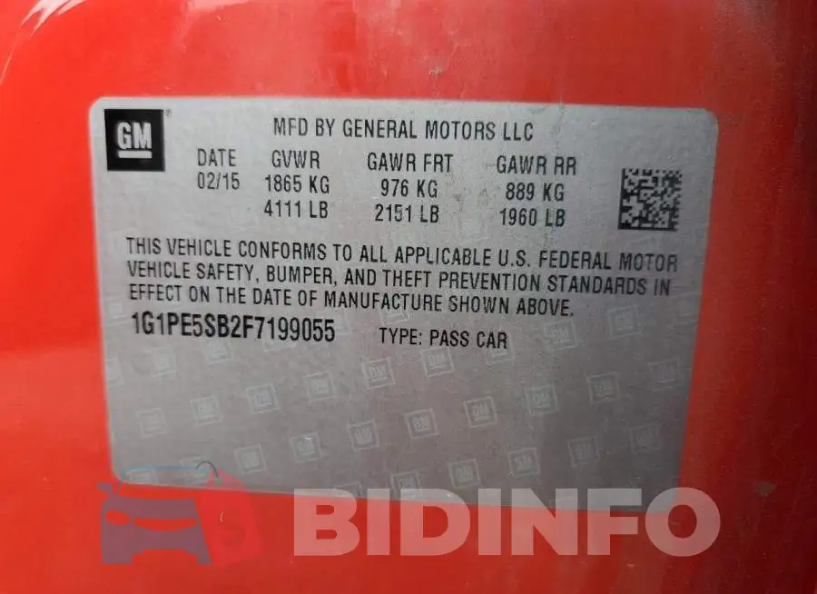 1G1PE5SB2F7199055 Photo# 12