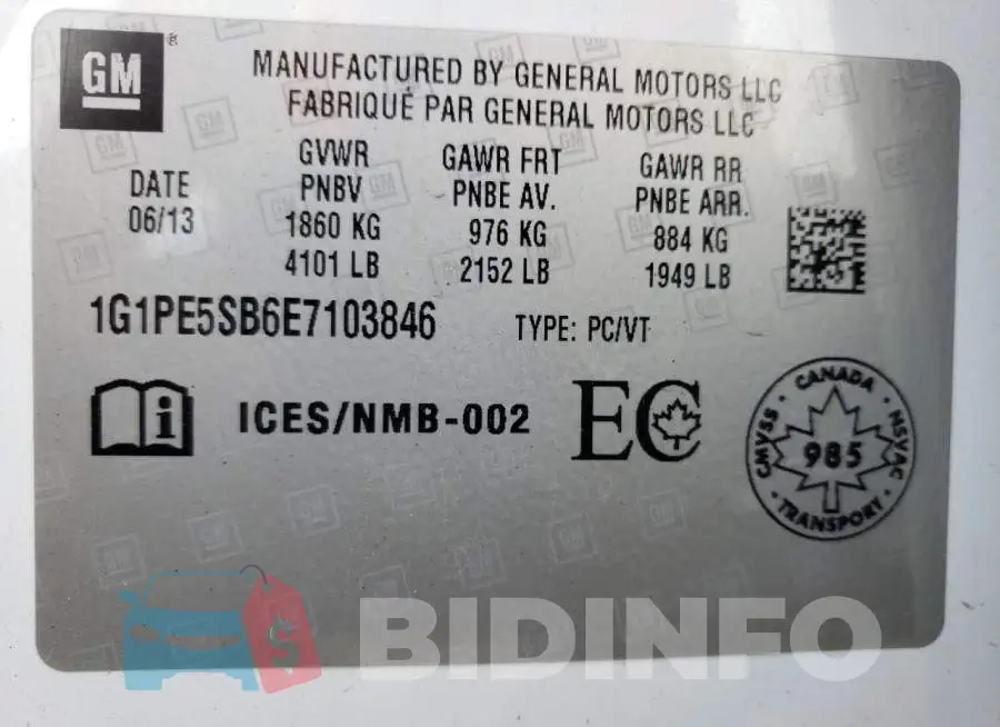 1G1PE5SB6E7103846 Photo# 13