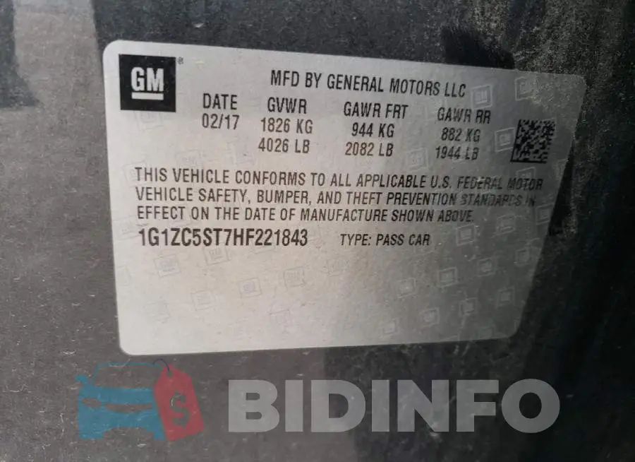 1G1ZC5ST7HF221843 Photo# 13