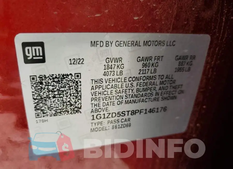 1G1ZD5ST8PF146176 Photo# 13