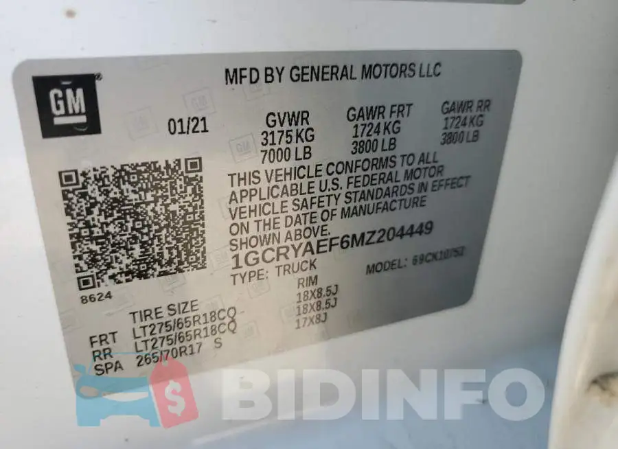 1GCRYAEF6MZ204449 Photo# 12