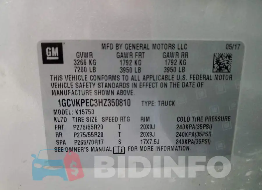 1GCVKPEC3HZ350810 Photo# 12