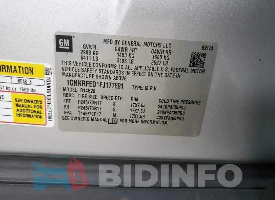 1GNKRFED1FJ177891 Photo# 13