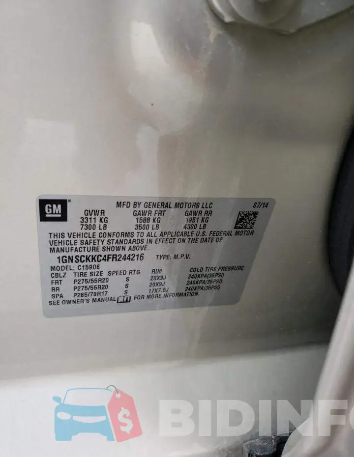 1GNSCKKC4FR244216 Photo# 12