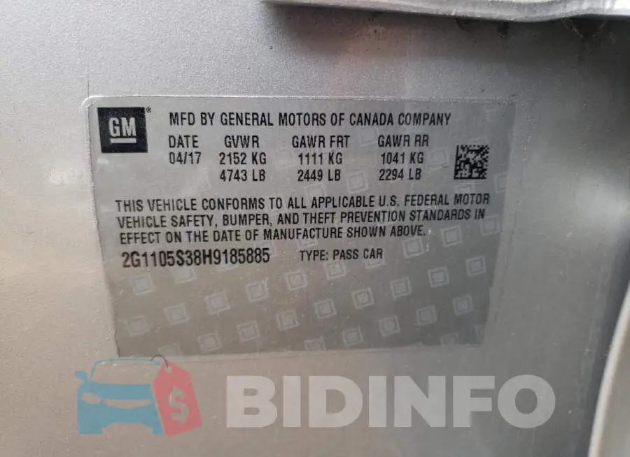 2G1105S38H9185885 Photo# 12
