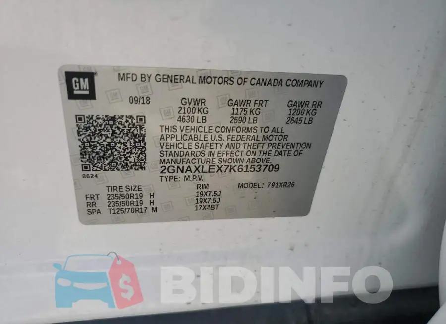 2GNAXLEX7K6153709 Photo# 14