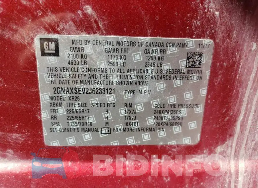 2GNAXSEV2J6233121 Photo# 14