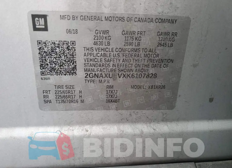 2GNAXUEVXK6107828 Photo# 12