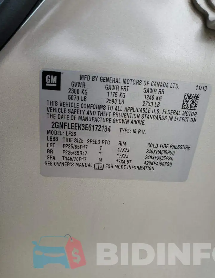 2GNFLEEK3E6172134 Photo# 13