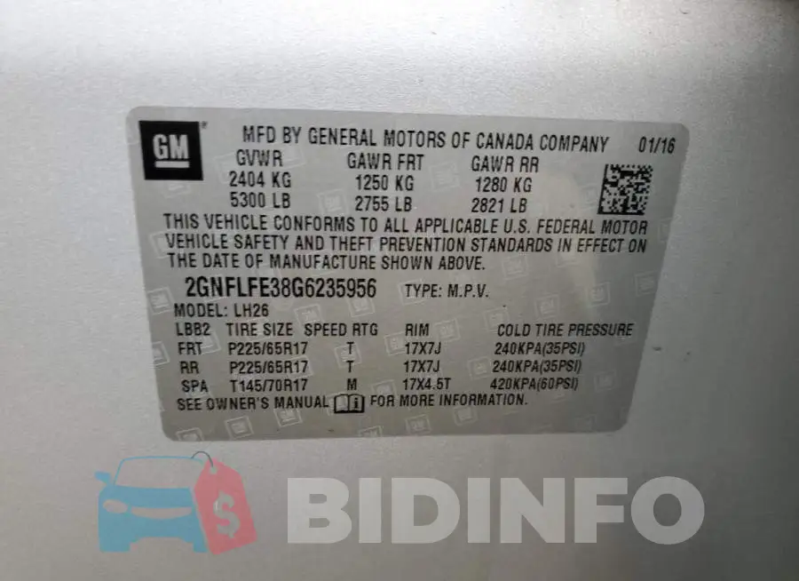 2GNFLFE38G6235956 Photo# 13