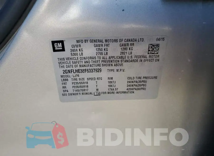 2GNFLHE38F6337929 Photo# 12