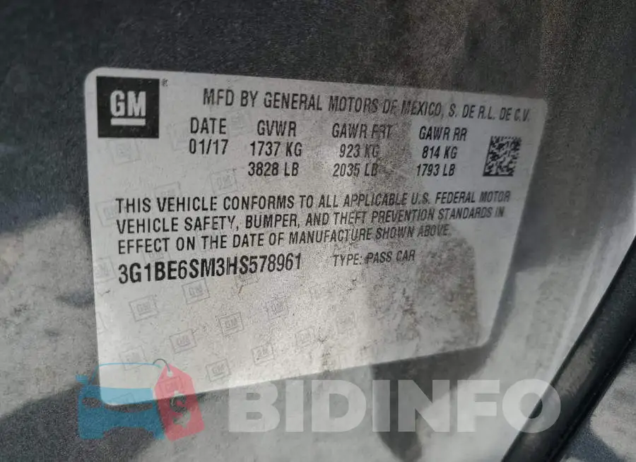 3G1BE6SM3HS578961 Photo# 13