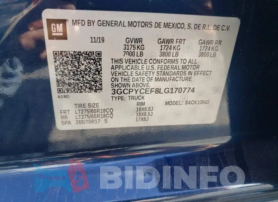 3GCPYCEF8LG170774 Photo# 12