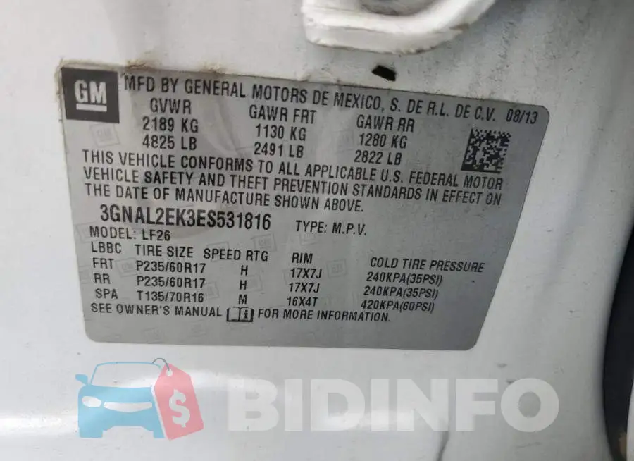 3GNAL2EK3ES531816 Photo# 14