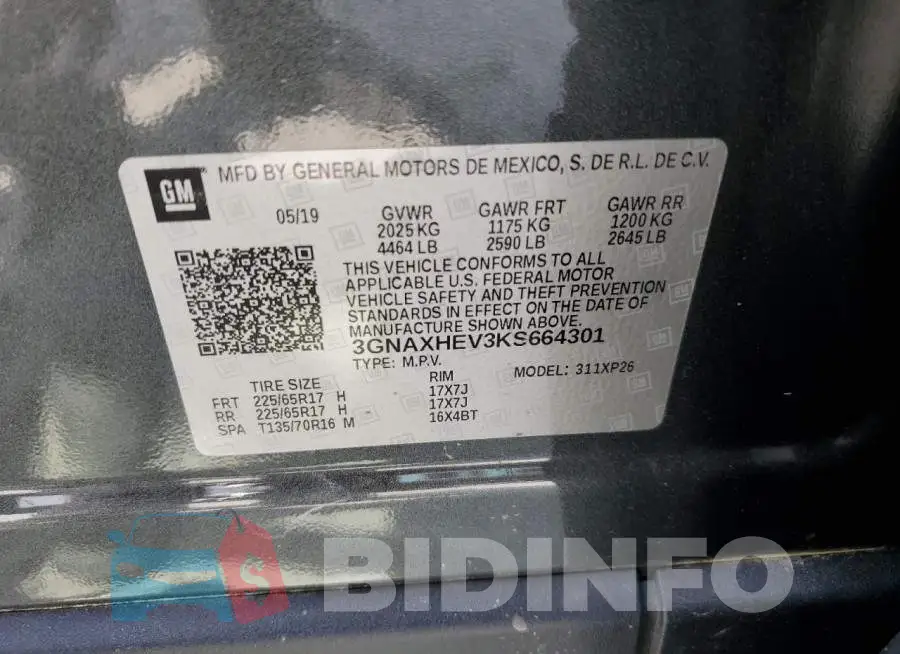 3GNAXHEV3KS664301 Photo# 13