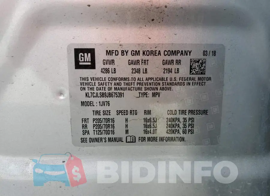 KL7CJLSB9JB675391 Photo# 13