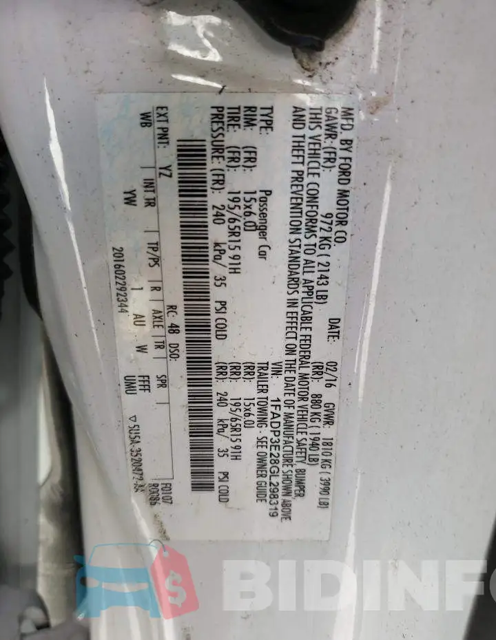 1FADP3E28GL298319 Photo# 13