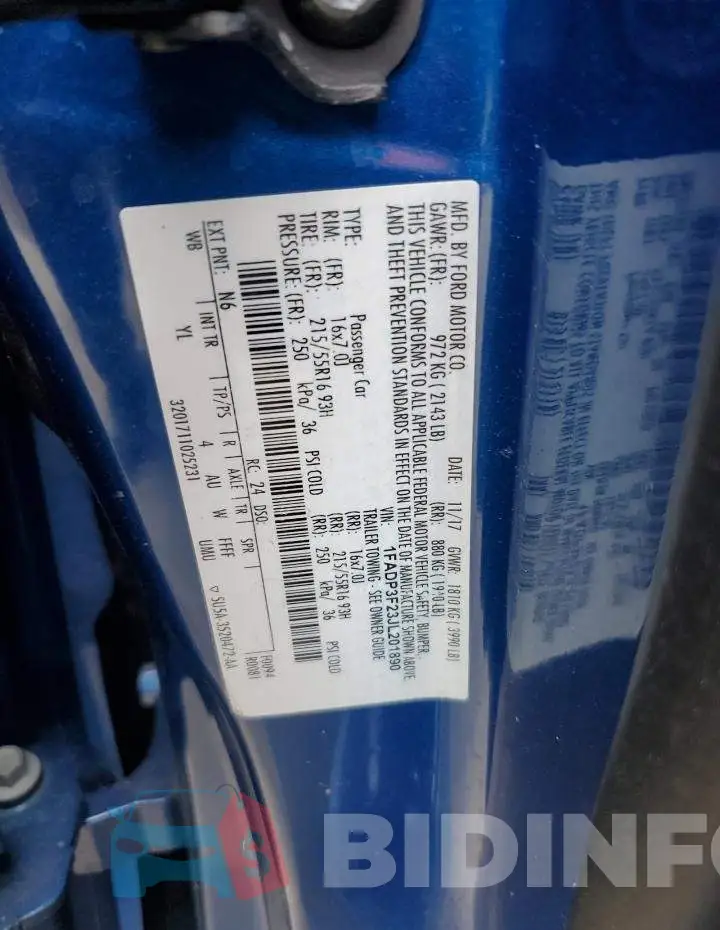 1FADP3F23JL201890 Photo# 13