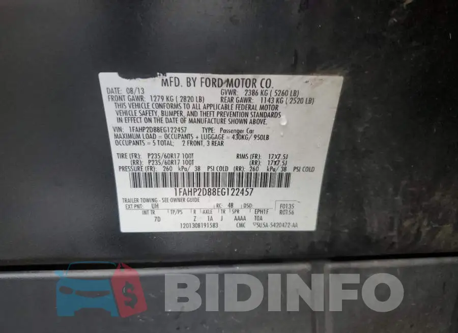1FAHP2D88EG122457 Photo# 12