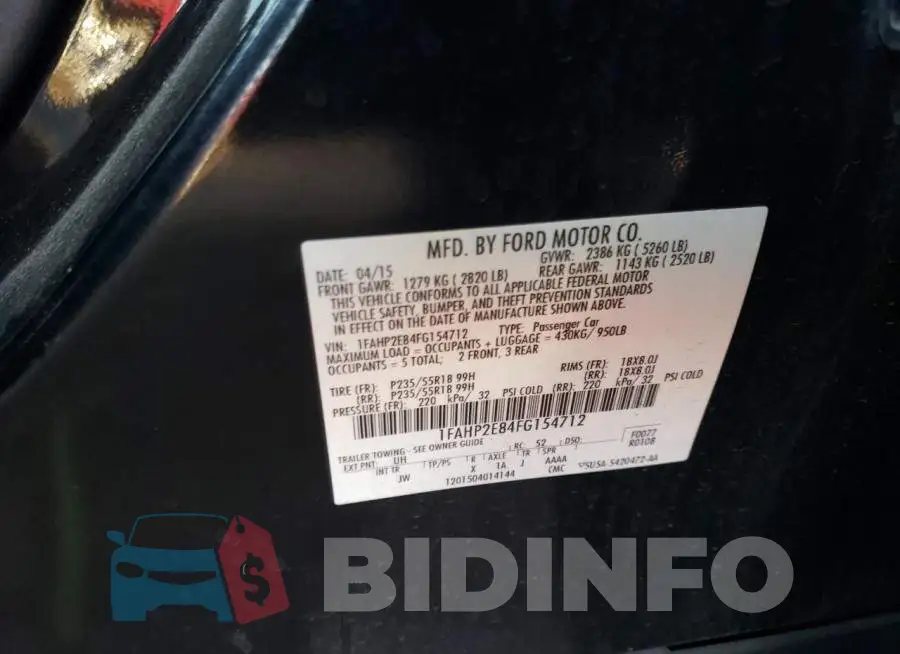 1FAHP2E84FG154712 Photo# 12