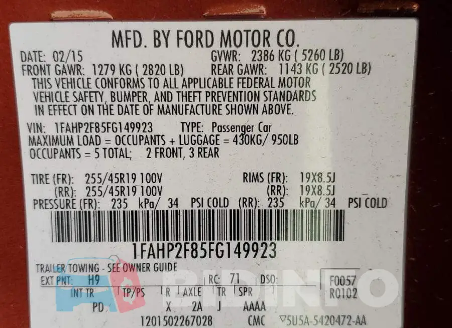 1FAHP2F85FG149923 Photo# 13