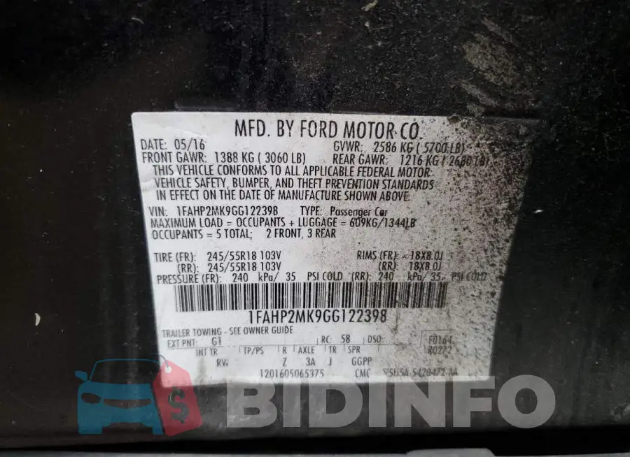 1FAHP2MK9GG122398 Photo# 12