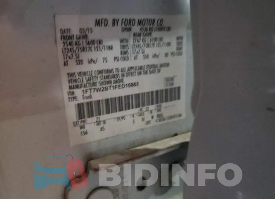 1FT7W2BT1FED15885 Photo# 12