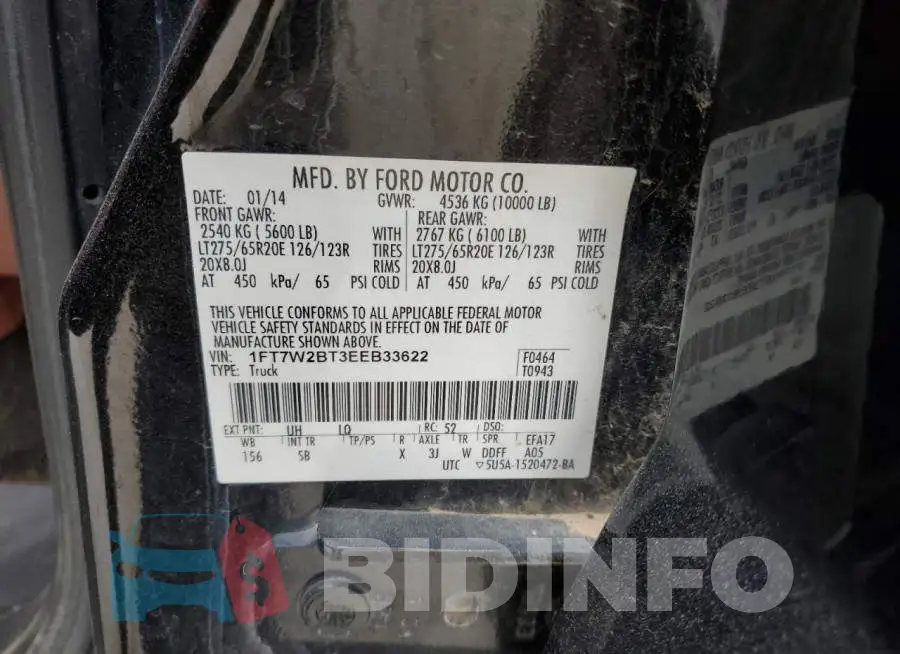 1FT7W2BT3EEB33622 Photo# 12