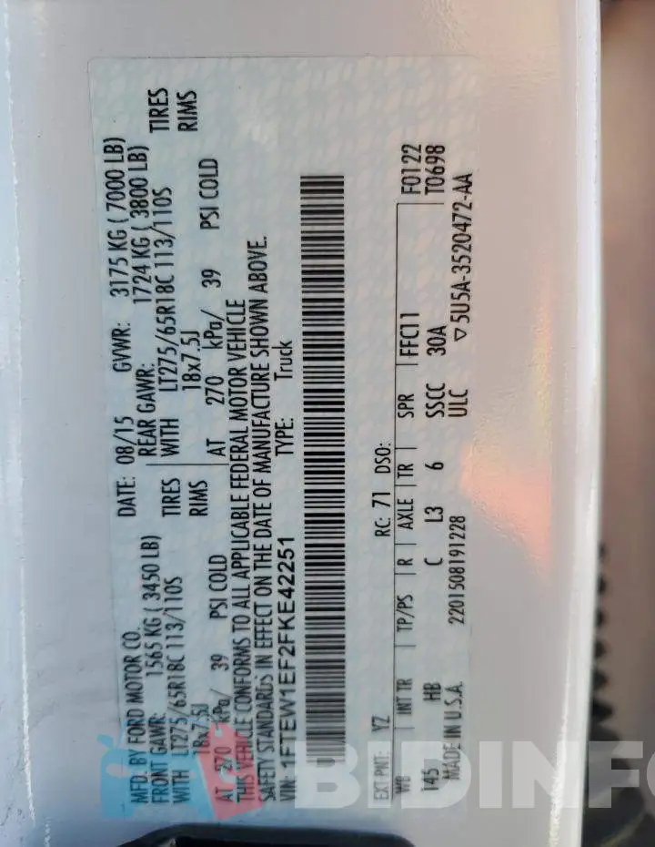 1FTEW1EF2FKE42251 Photo# 14