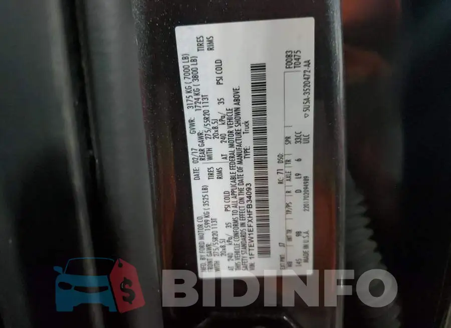 1FTEW1EFXHFB34093 Photo# 12