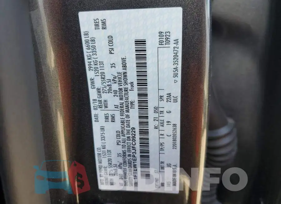 1FTEW1EP3JFC09229 Photo# 12
