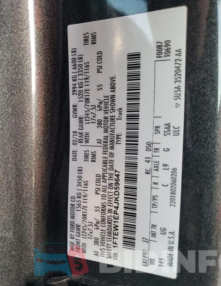 1FTEW1EP4JKD59647 Photo# 12