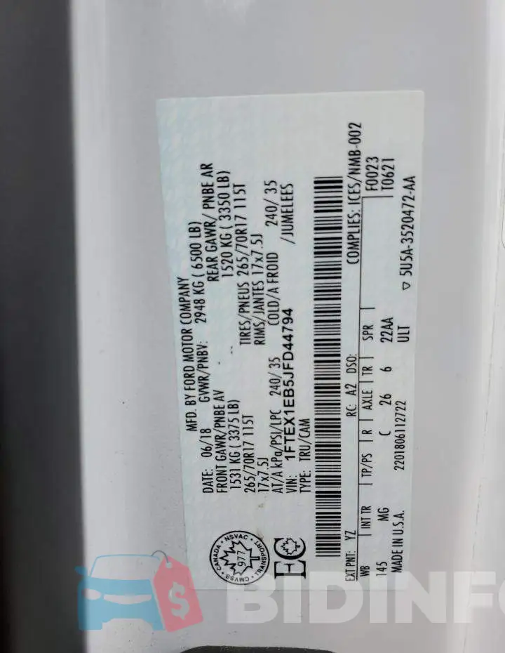 1FTEX1EB5JFD44794 Photo# 12