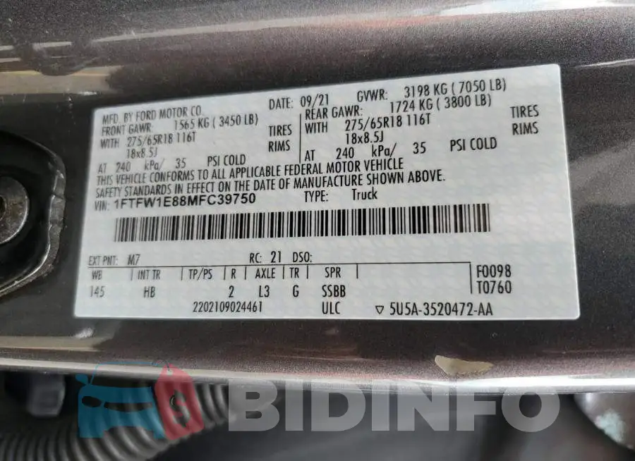 1FTFW1E88MFC39750 Photo# 12