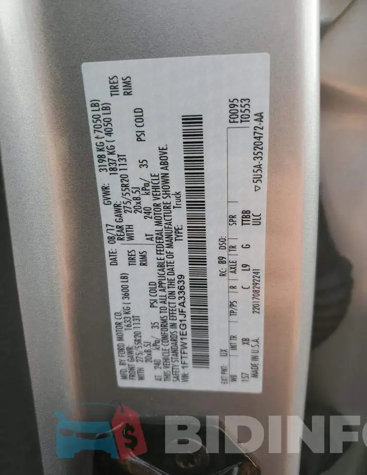 1FTFW1EG1JFA33639 Photo# 12