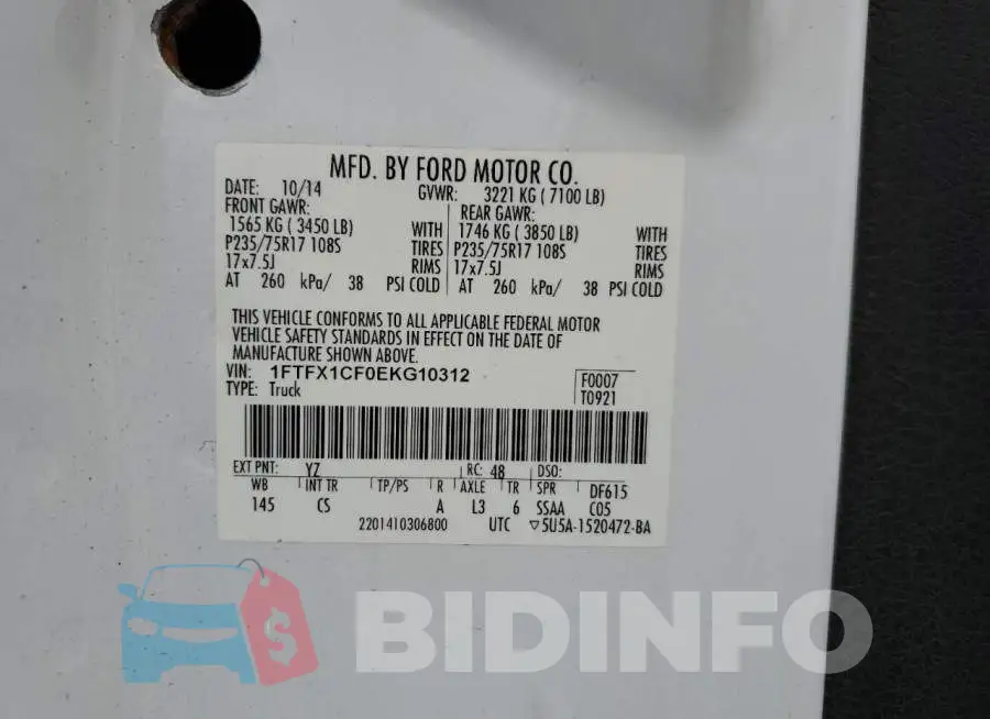 1FTFX1CF0EKG10312 Photo# 12