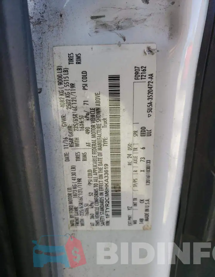 1FTYR2CM6HKA33619 Photo# 13