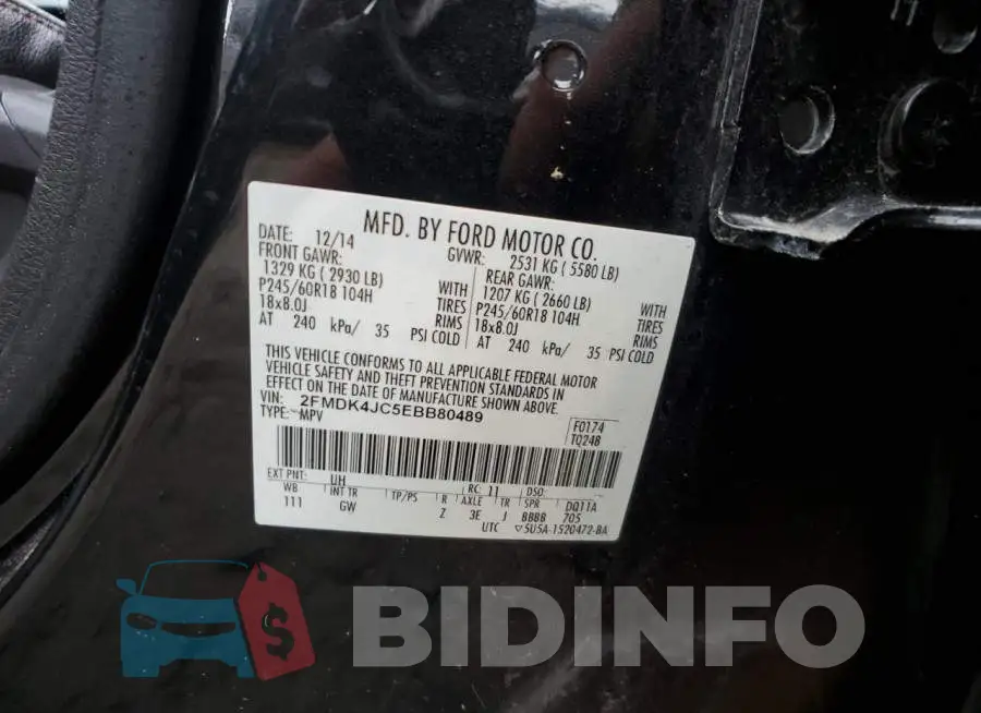 2FMDK4JC5EBB80489 Photo# 12