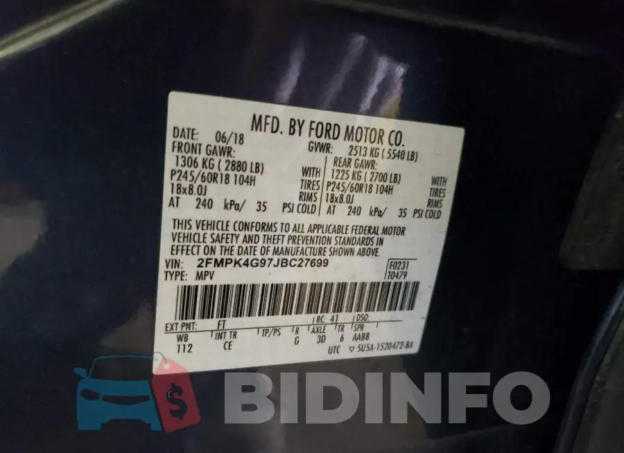 2FMPK4G97JBC27699 Photo# 12