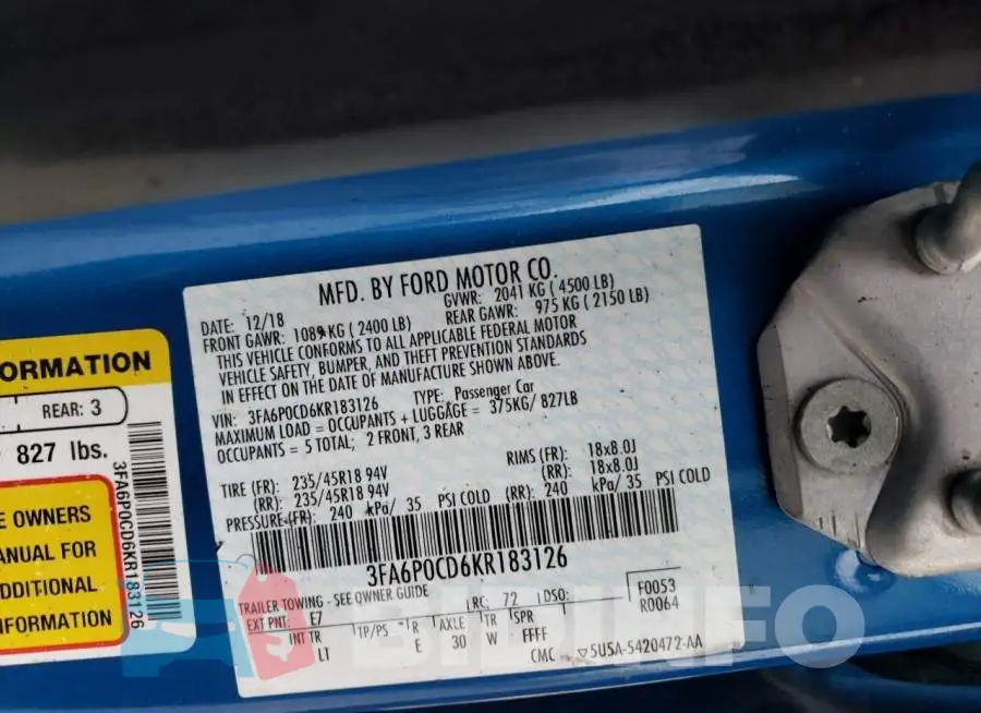 3FA6P0CD6KR183126 Photo# 12