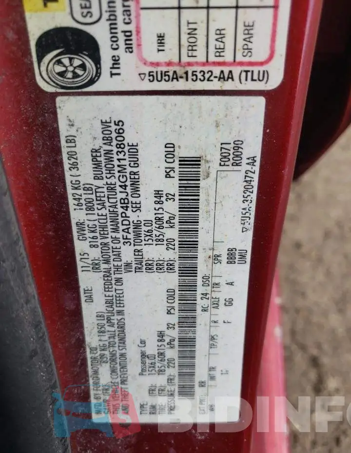 3FADP4BJ4GM138065 Photo# 13