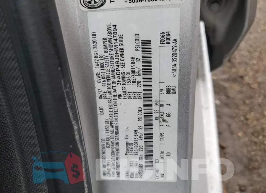 3FADP4BJ9HM147894 Photo# 12