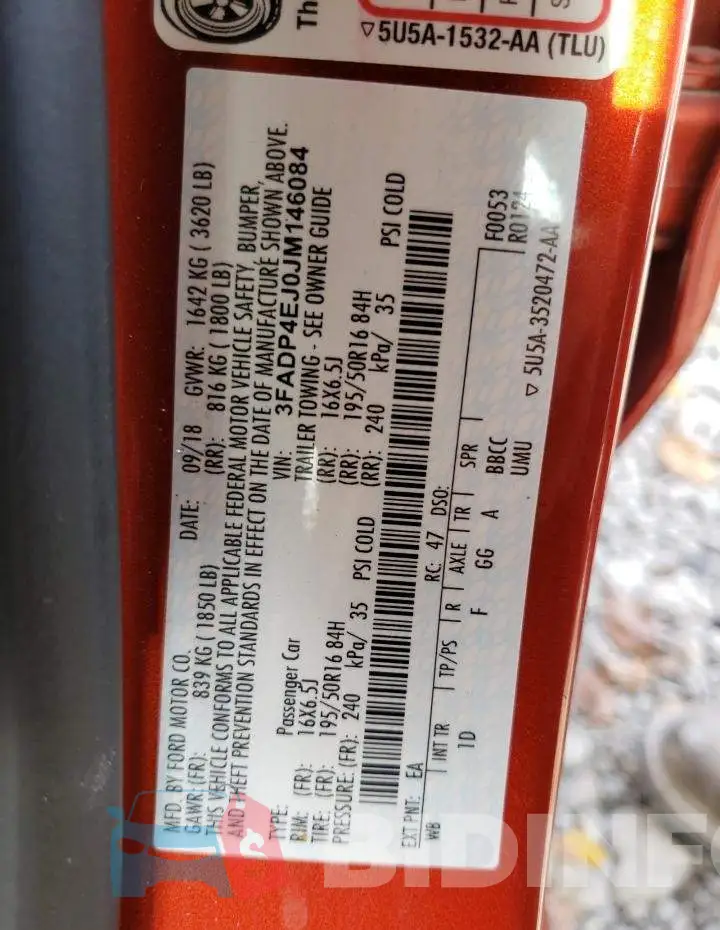 3FADP4EJ0JM146084 Photo# 12