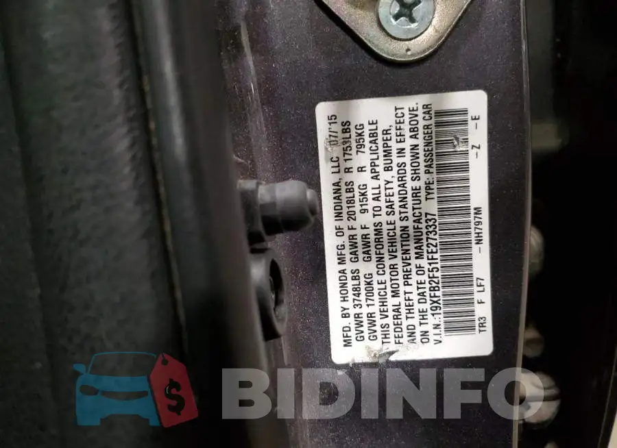 19XFB2F51FE273337 Photo# 12