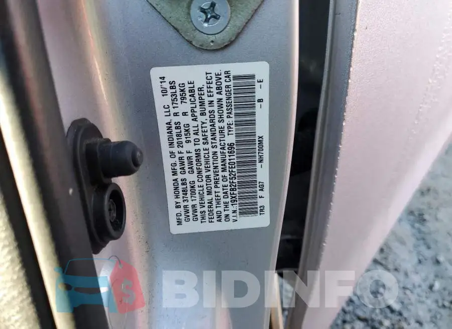 19XFB2F52FE011696 Photo# 12