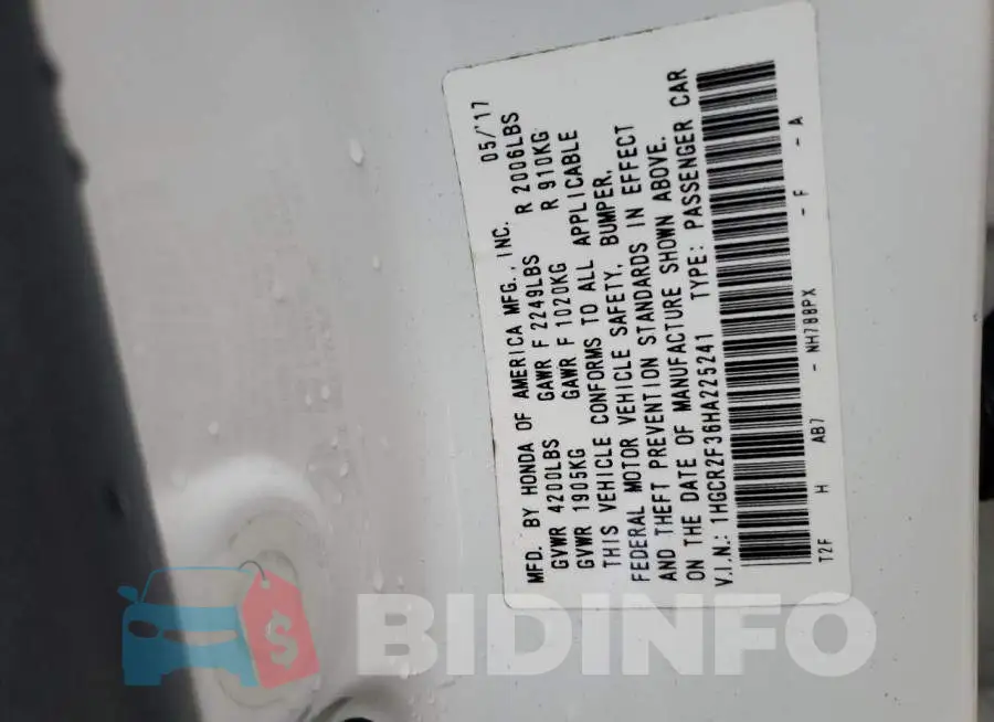 1HGCR2F36HA225241 Photo# 12