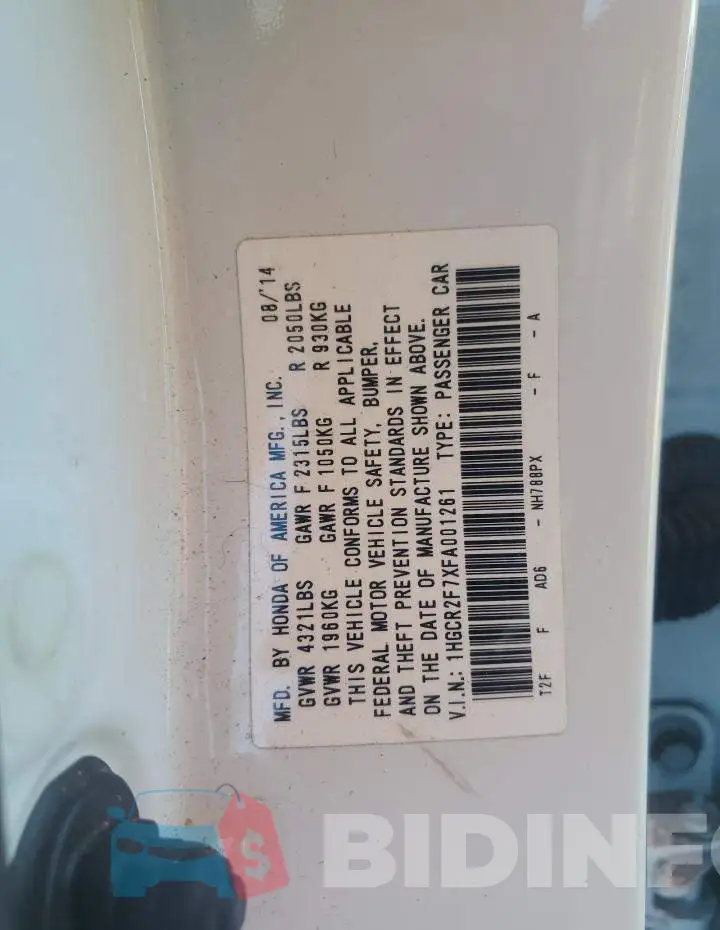 1HGCR2F7XFA001261 Photo# 12